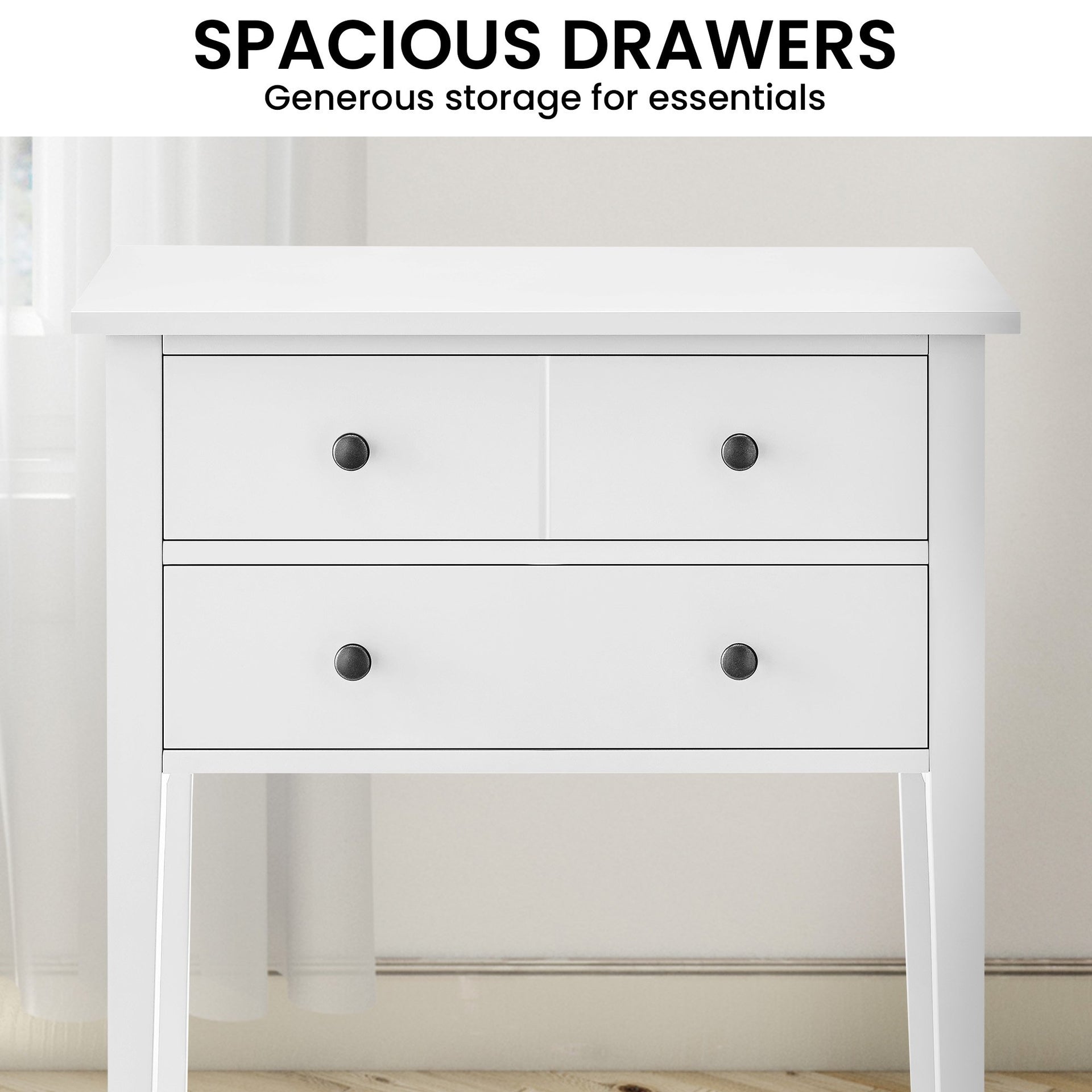 Sarantino Sven Bedside Table Night Stand - White Sarantino