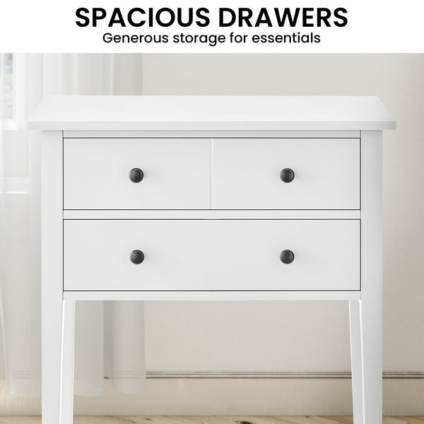 Sarantino Sven Bedside Table Night Stand - White Sarantino