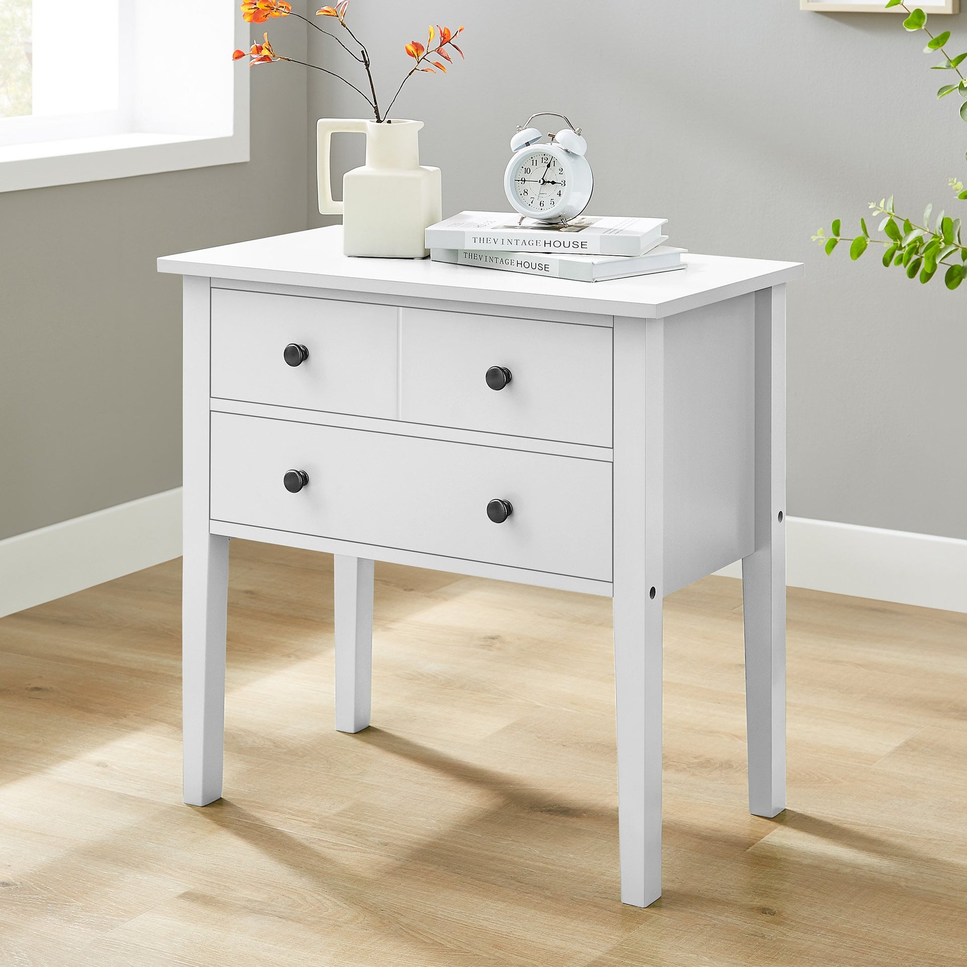 Sarantino Sven Bedside Table Night Stand - White Sarantino
