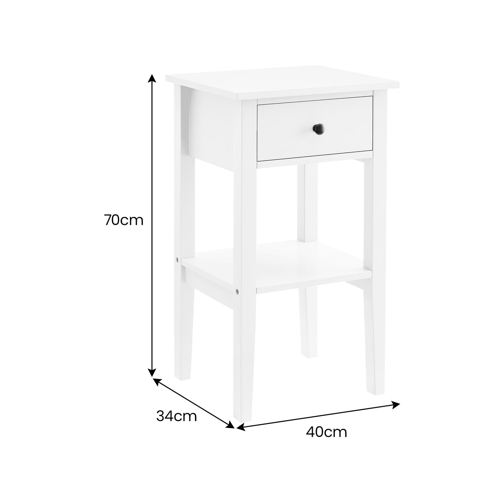 Sarantino Rue Bedside Table - White Sarantino