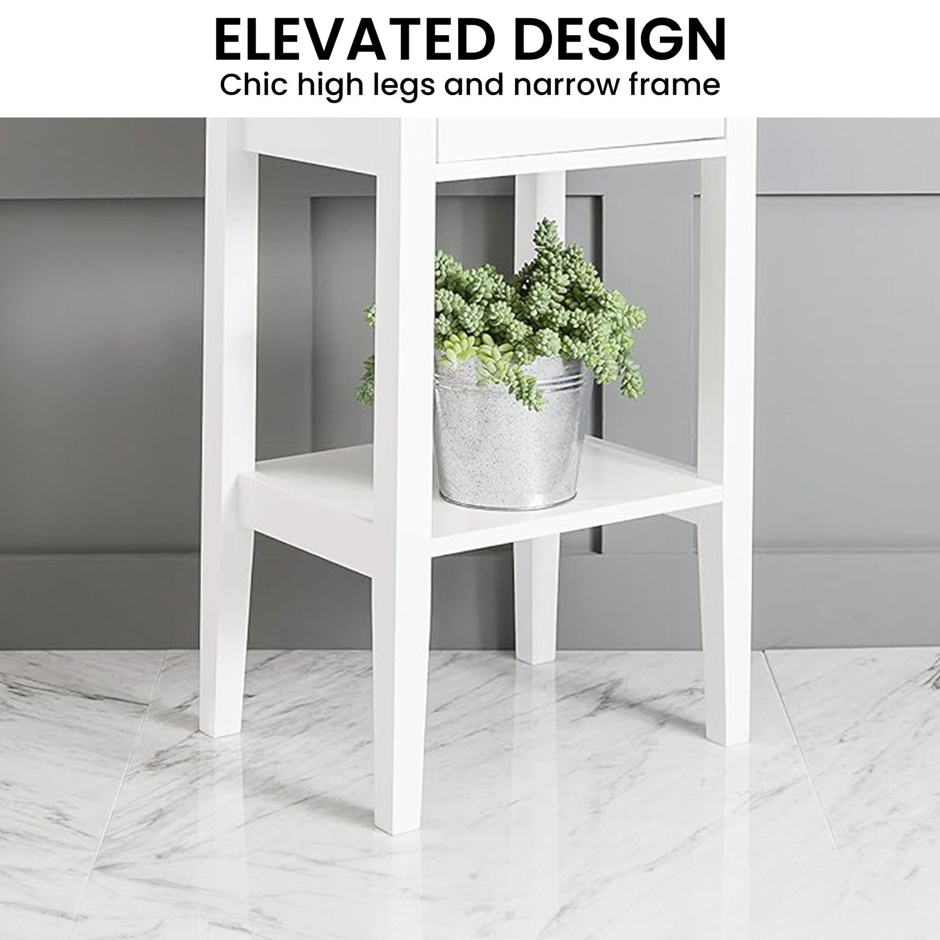 Sarantino Rue Bedside Table - White Sarantino