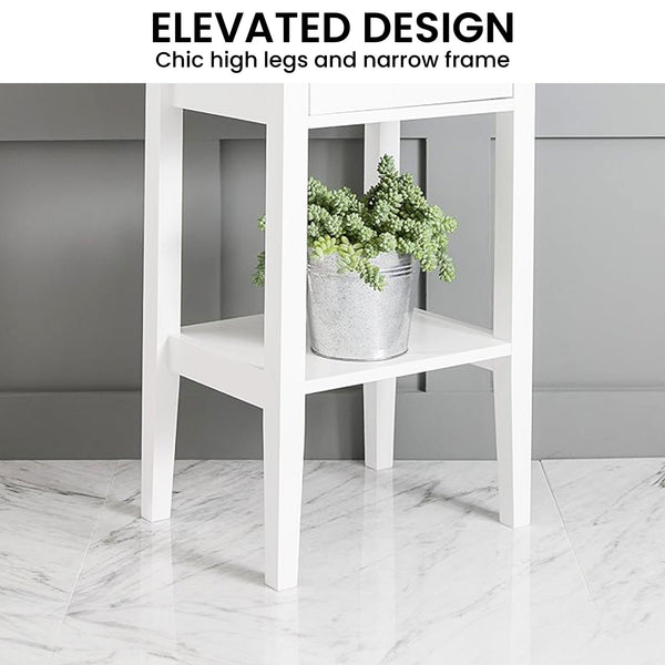 Sarantino Rue Bedside Table - White Sarantino