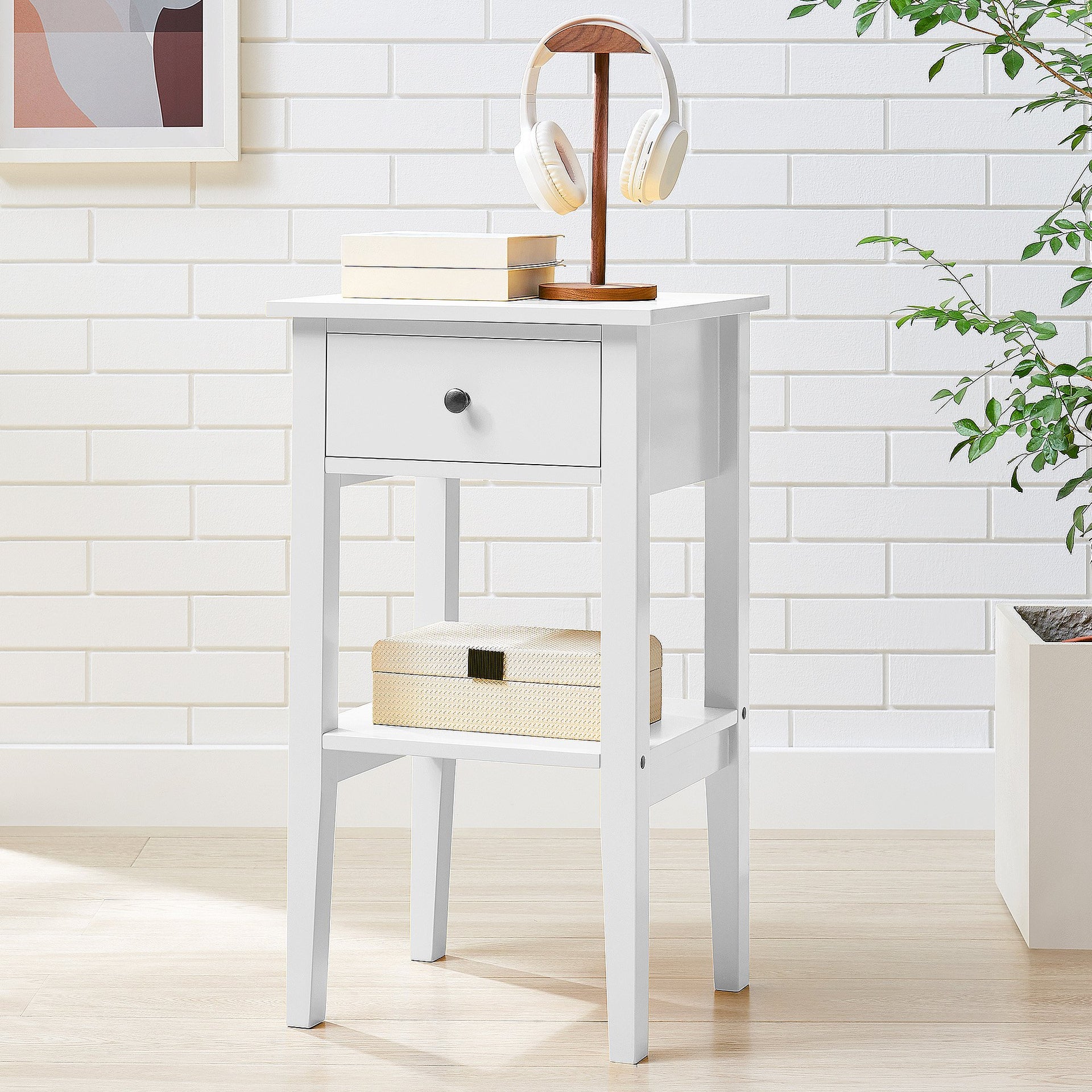 Sarantino Rue Bedside Table - White Sarantino