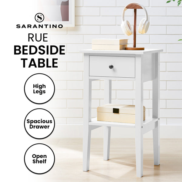 Sarantino Rue Bedside Table - White Sarantino