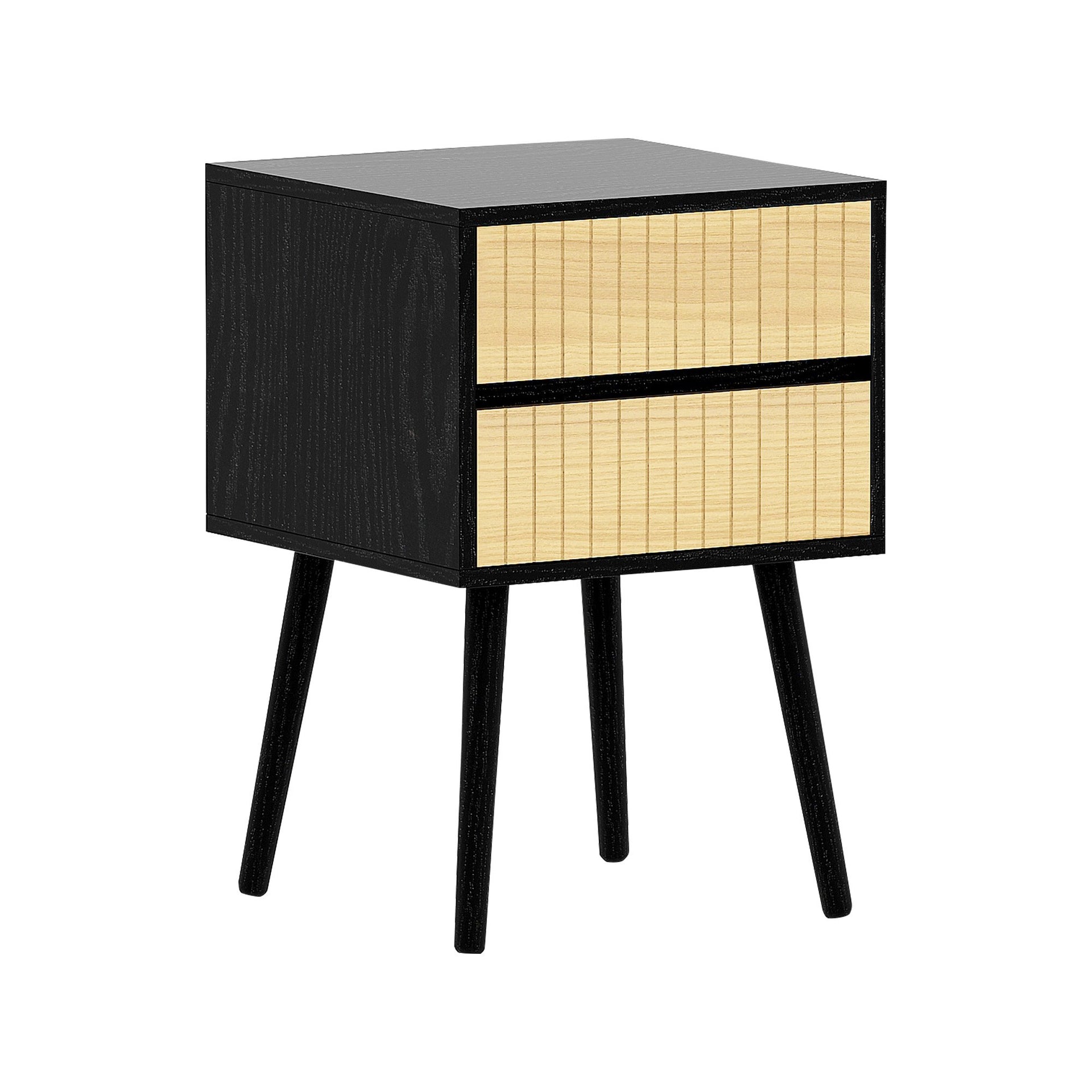 Sarantino Ivan Bedside Table Night Stand - Black/natural Sarantino