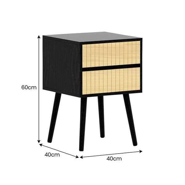 Sarantino Ivan Bedside Table Night Stand - Black/natural Sarantino