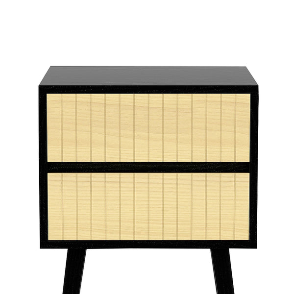 Sarantino Ivan Bedside Table Night Stand - Black/natural Sarantino