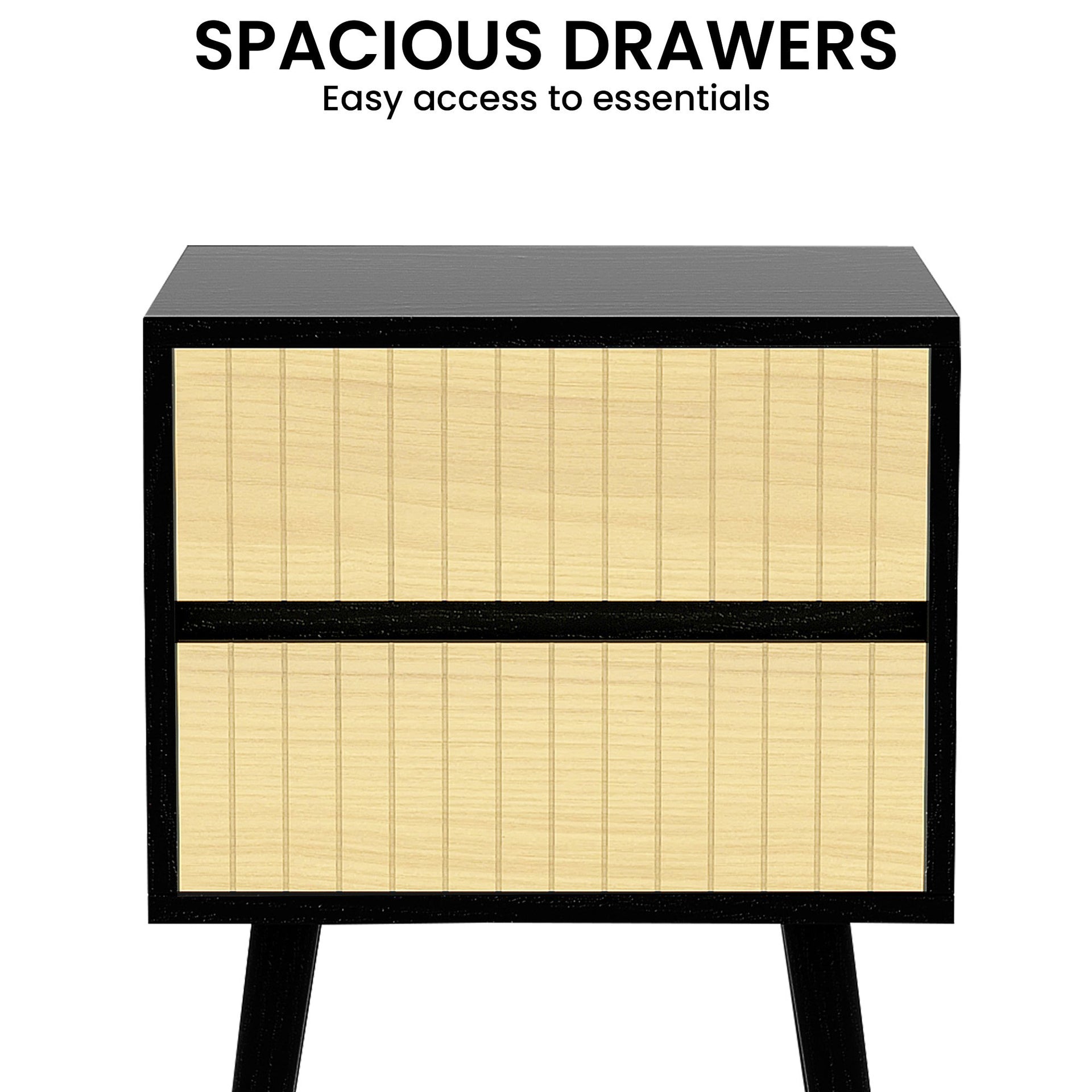 Sarantino Ivan Bedside Table Night Stand - Black/natural Sarantino