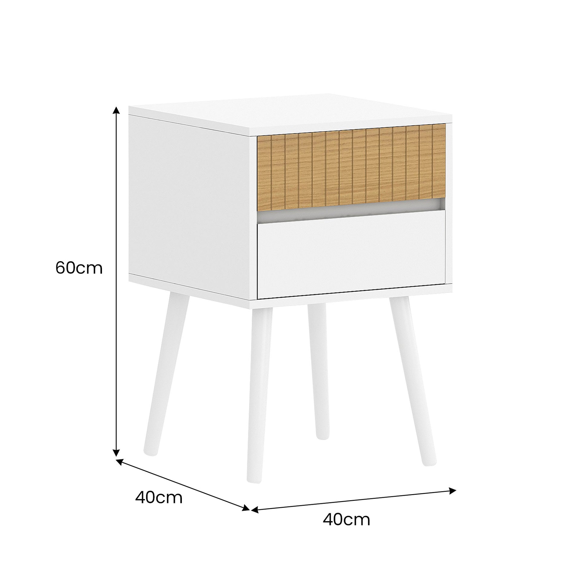 Sarantino Clio Bedside Table Night Stand - White/natural Sarantino