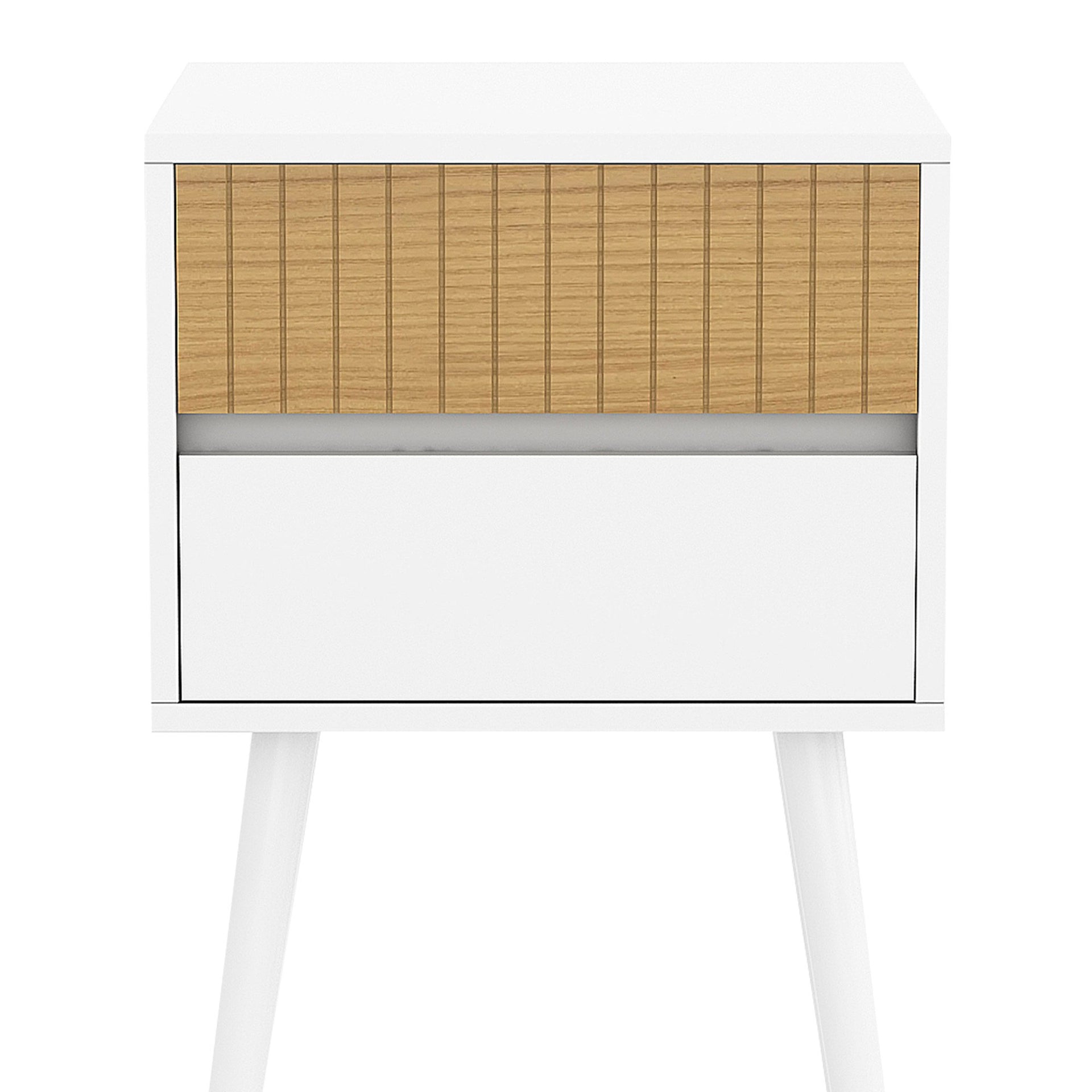 Sarantino Clio Bedside Table Night Stand - White/natural Sarantino