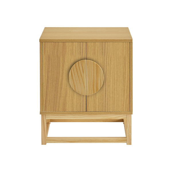 Sarantino Luca Bedside Table Split Door Night Stand - Natural Sarantino