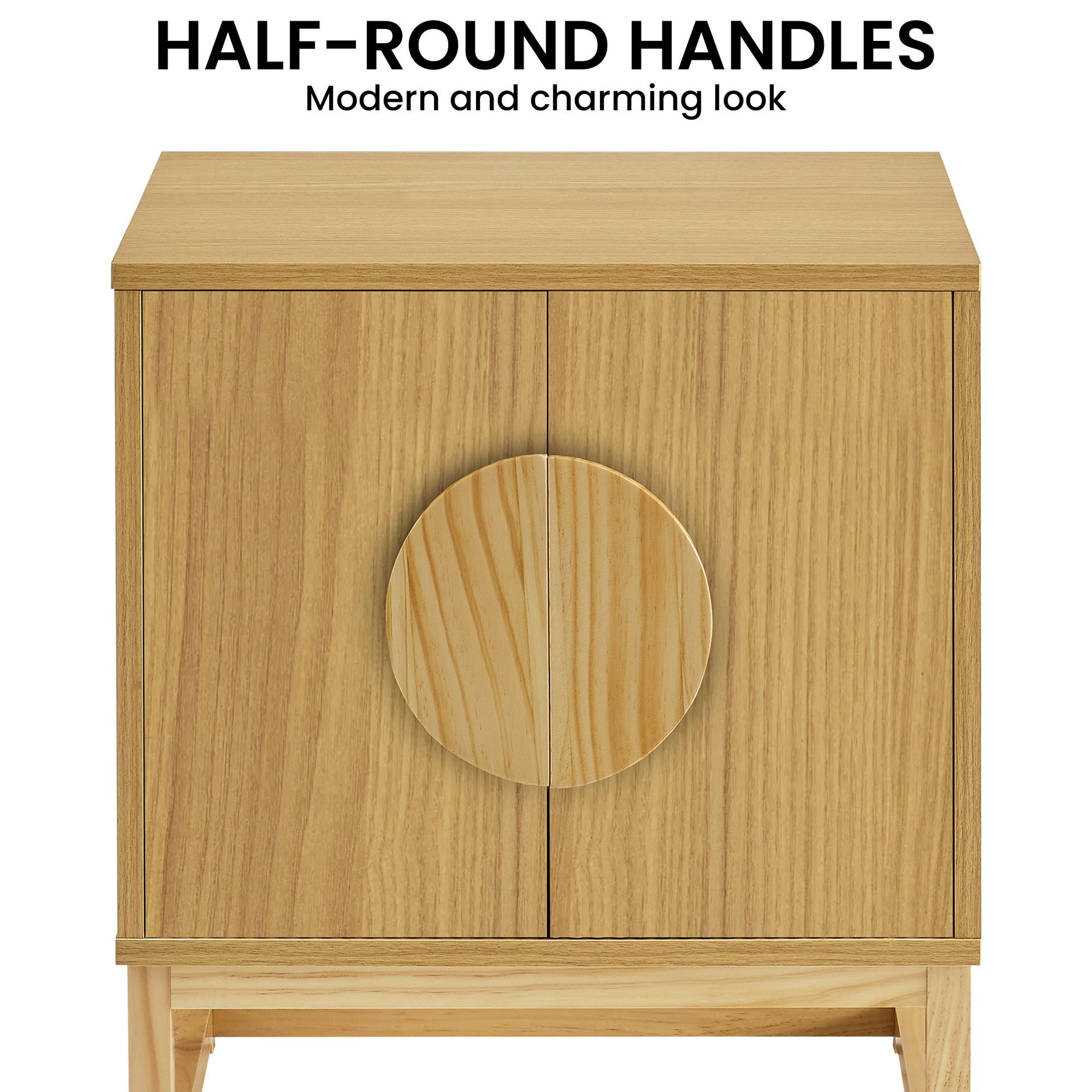 Sarantino Luca Bedside Table Split Door Night Stand - Natural Sarantino