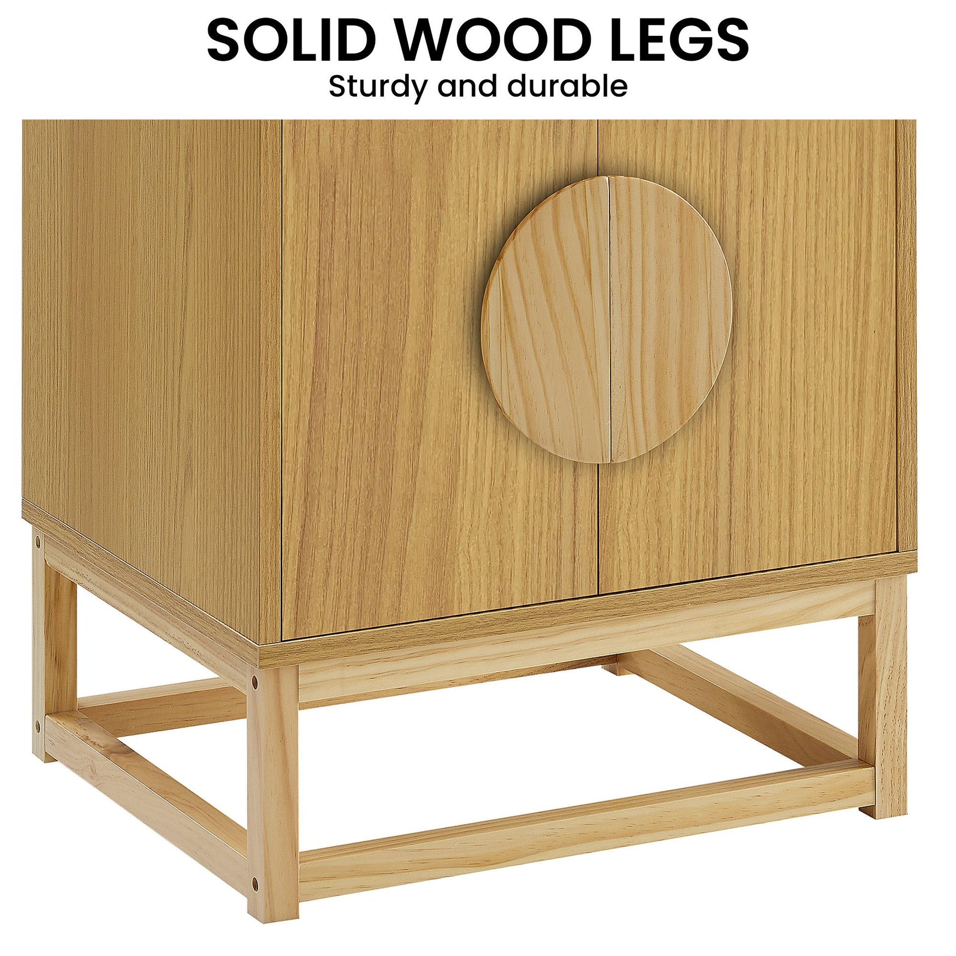 Sarantino Luca Bedside Table Split Door Night Stand - Natural Sarantino