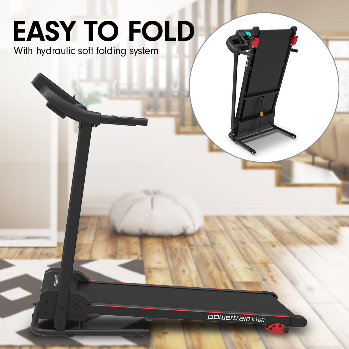 Powertrain K100 Electric Treadmill Foldable Home Gym Cardio Powertrain