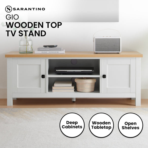Sarantino Gio Tv Stand - White/natural Sarantino