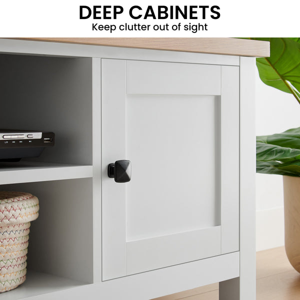 Sarantino Gio Tv Stand - White/natural Sarantino