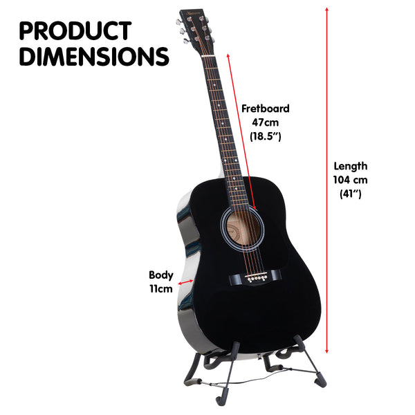 Karrera 41in Acoustic Wooden Guitar with Bag - Black Karrera