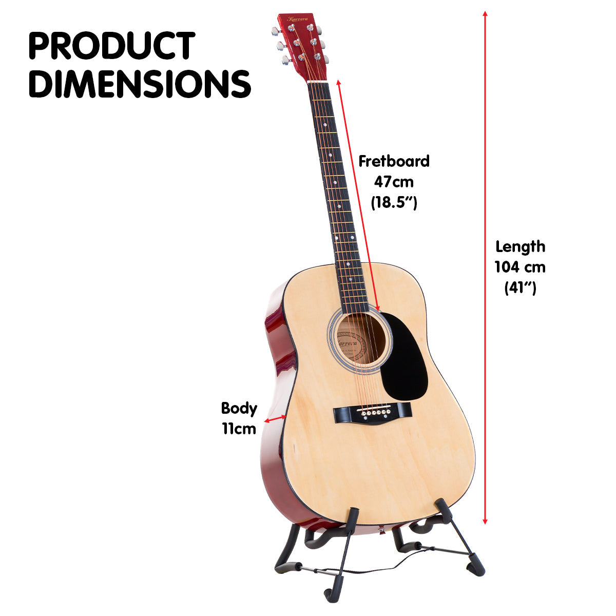Karrera 41in Acoustic Wooden Guitar with Bag - Natural Karrera