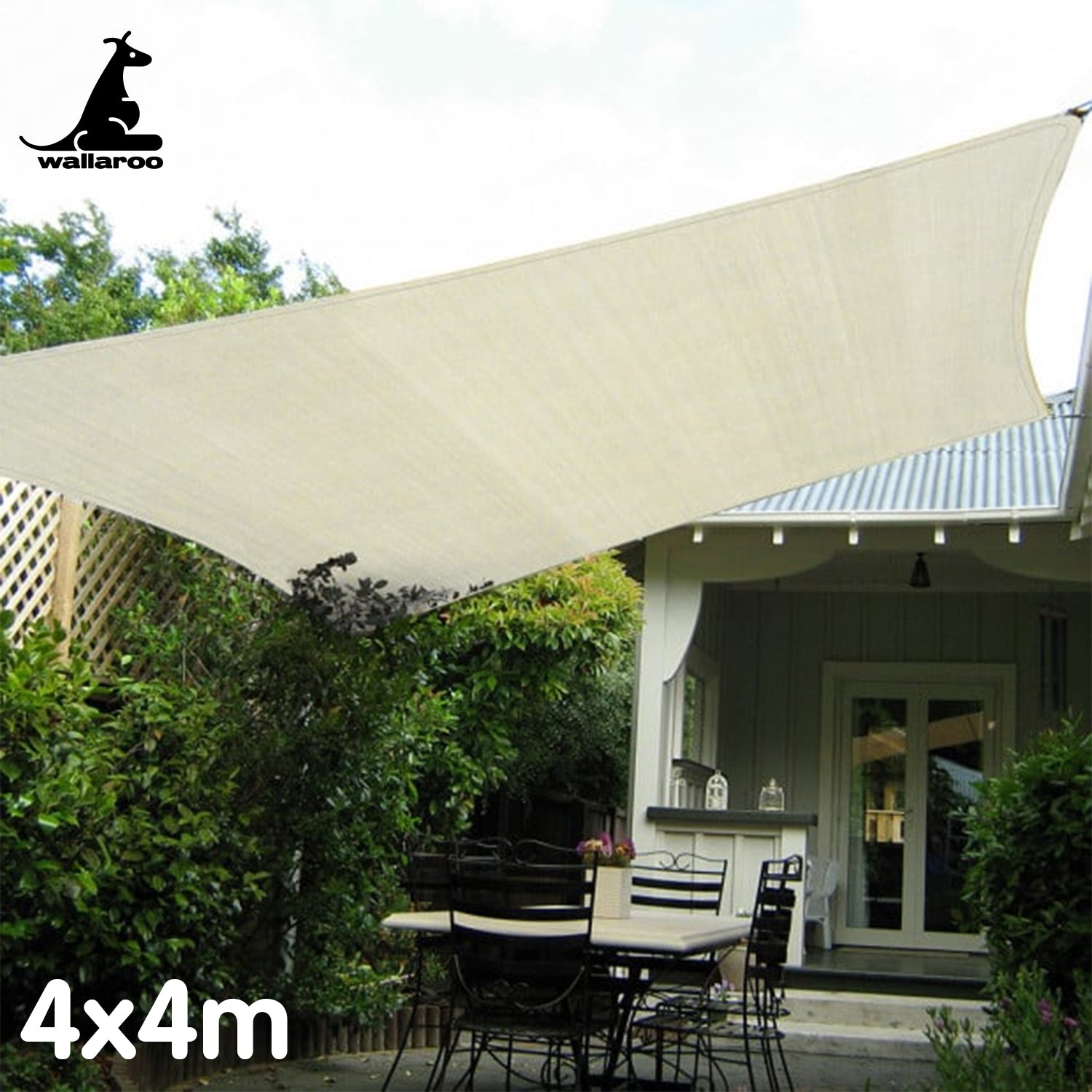 Wallaroo Waterproof Outdoor Shade Sail Canopy Sun Cloth  Square 4x4M Wallaroo