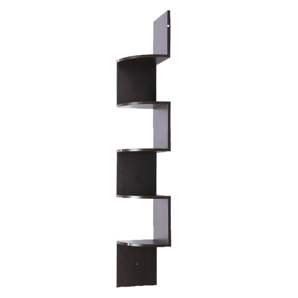 Sarantino 5 Tier Corner Wall Shelf Display Shelves Dvd Book Storage Rack Floating Mounted - Dark Brown Sarantino