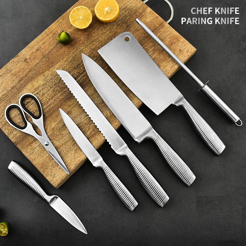 Stainless Steel 8PC Kitchen Chef Knife Block Set Knives Scissor Sharpener AU Does not apply