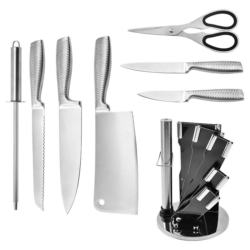 Stainless Steel 8PC Kitchen Chef Knife Block Set Knives Scissor Sharpener AU Does not apply