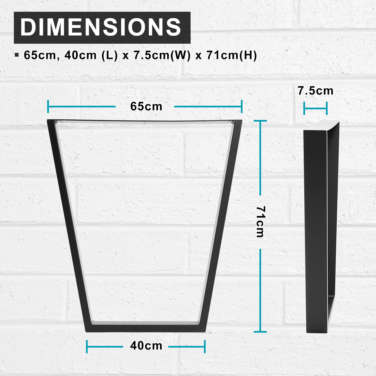 La Bella 2 Set 65 x 40 x 71cm Black Coffee Dining Table Legs Bench Trapezium DIY Steel Metal