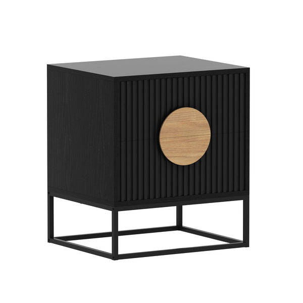 Belmonte Fluted Bedside Table in Black Does not apply