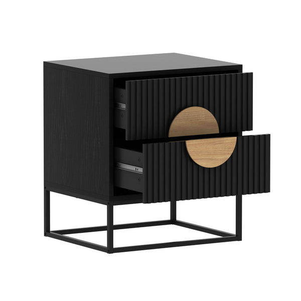 Belmonte Fluted Bedside Table in Black Does not apply