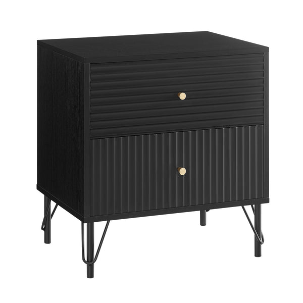 Lisa Wavy Fluted Bedside Table in Black Does not apply