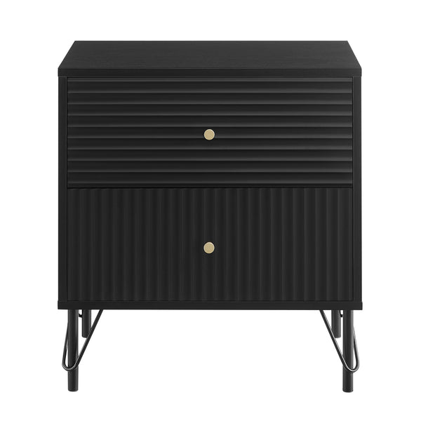 Lisa Wavy Fluted Bedside Table in Black Does not apply