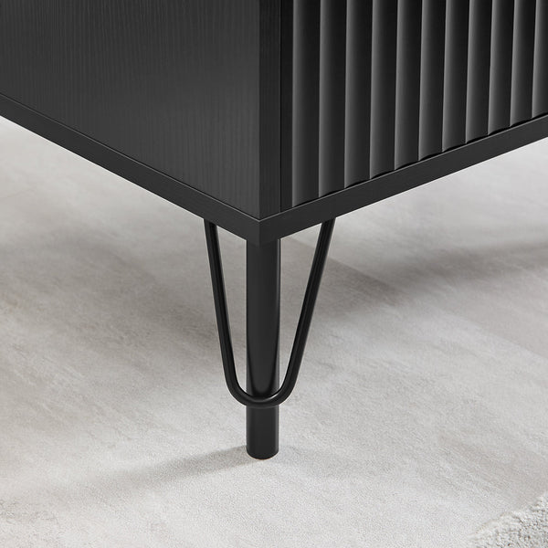 Lisa Wavy Fluted Bedside Table in Black Does not apply