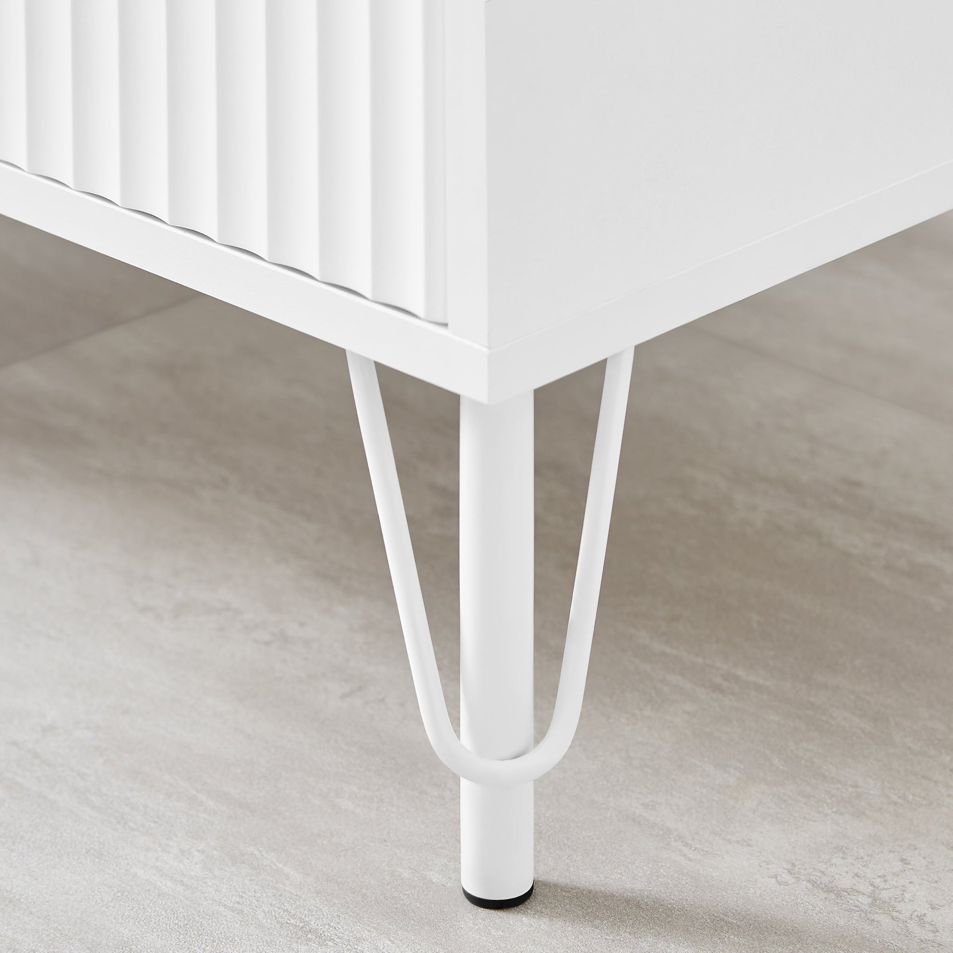 Lisa Wavy Fluted Bedside Table in White Does not apply
