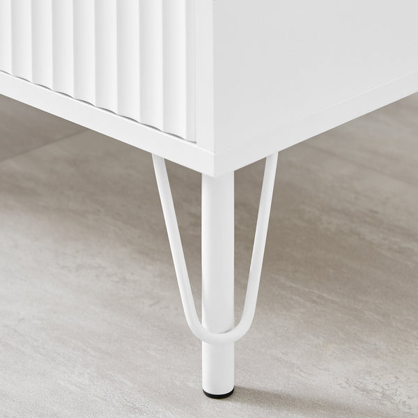 Lisa Wavy Fluted Bedside Table in White Does not apply