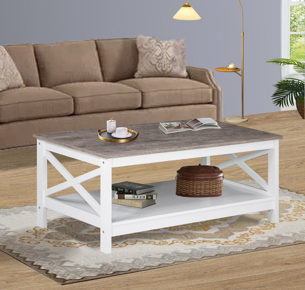 Coastal Coffee Table in White and Grey Does not apply