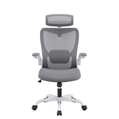 MONA Ergonomic High Back Flipped Armrest Task Chair In Grey