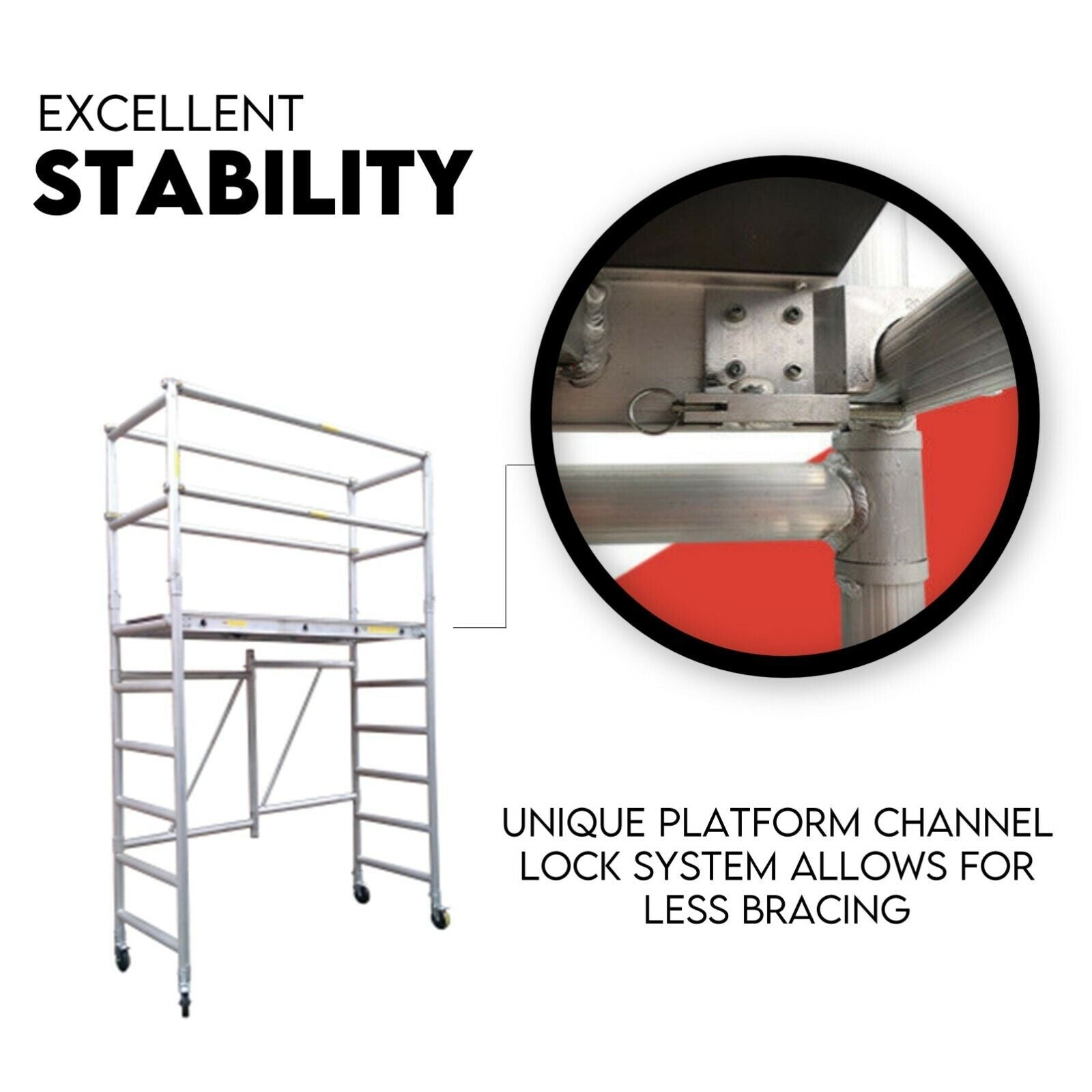 3.0M Aluminium Scaffold Mobile Tower Single Width Platform Height AU Standard Does not apply