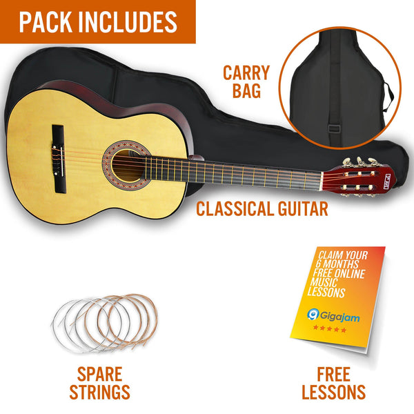 3rd Avenue Full Size Classical Guitar Pack - Natural Does not apply