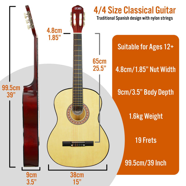 3rd Avenue Full Size Classical Guitar Pack - Natural Does not apply