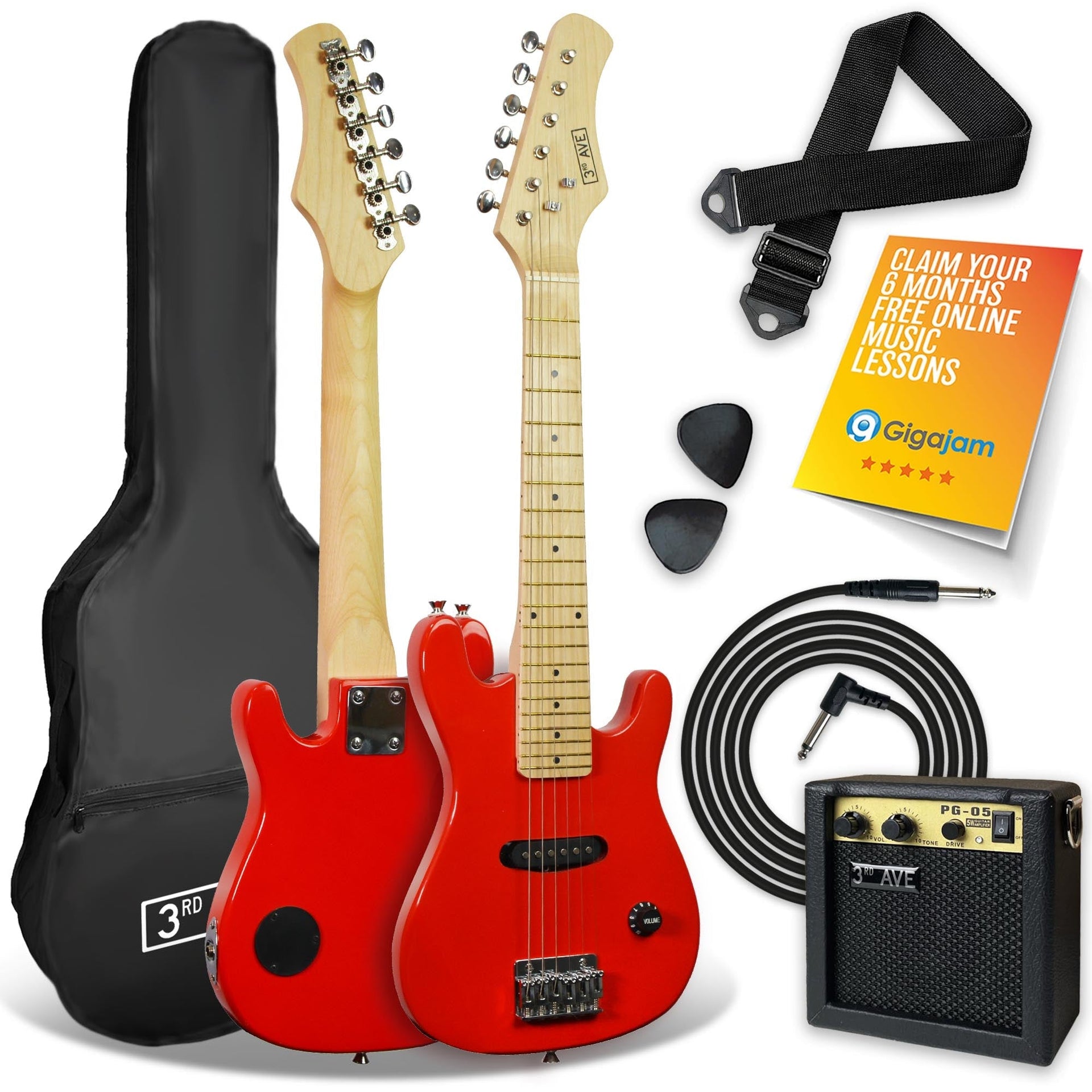 3rd Avenue Junior Electric Guitar Pack - Red Does not apply