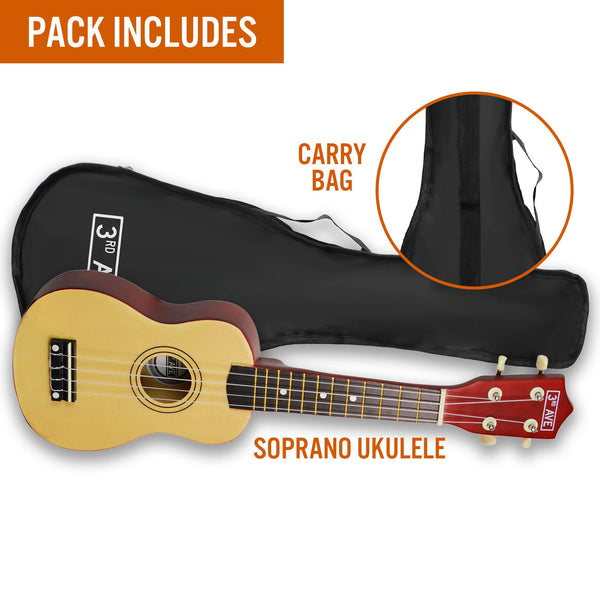 3rd Avenue Soprano Ukulele - Natural Does not apply