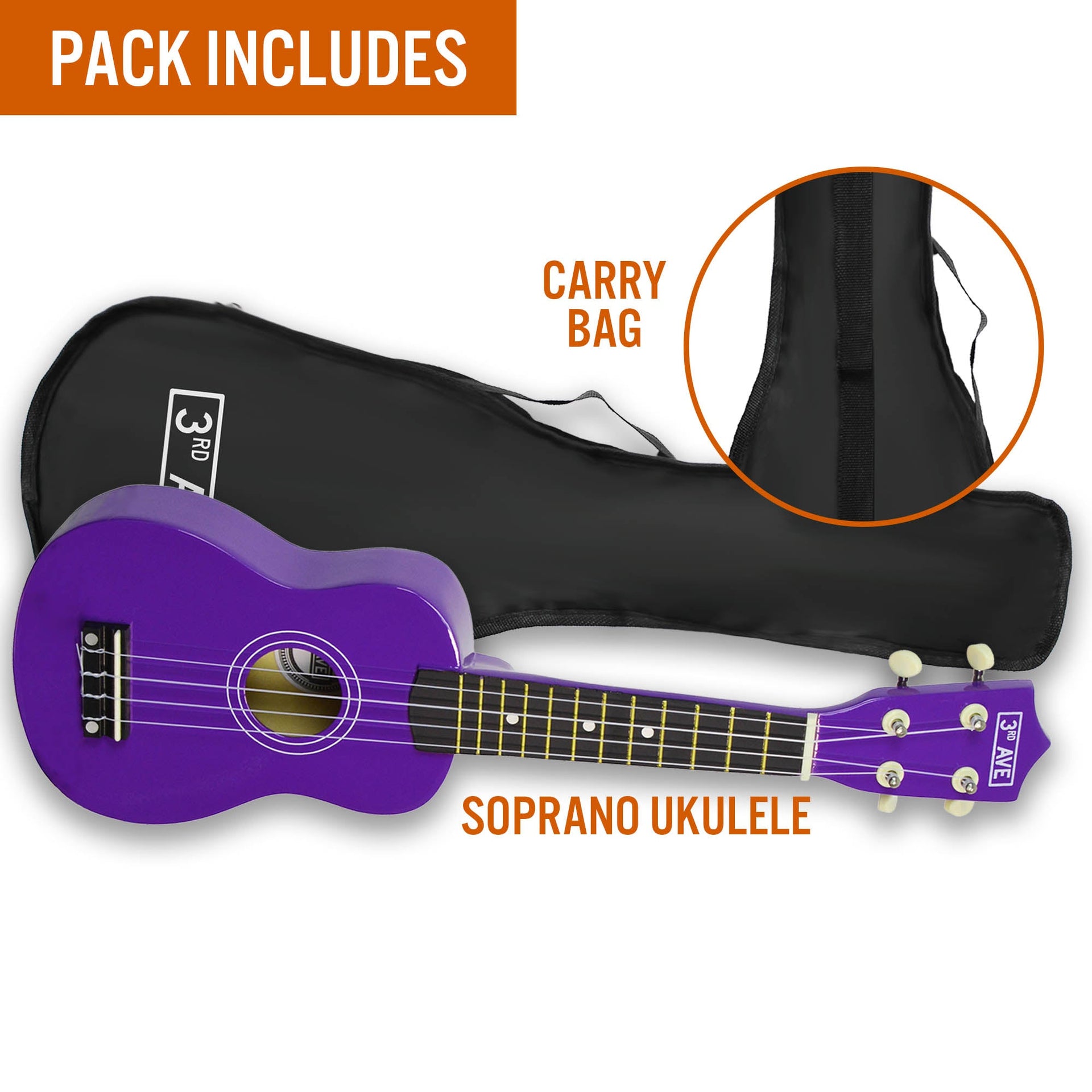 3rd Avenue Soprano Ukulele - Purple Does not apply
