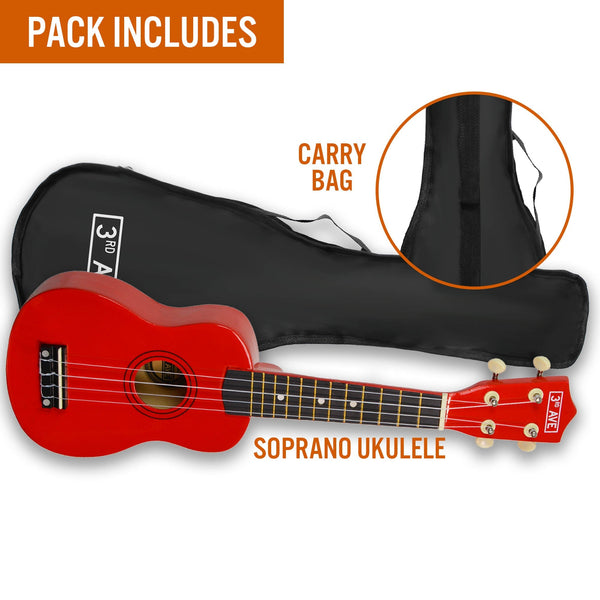 3rd Avenue Soprano Ukulele - Red Does not apply