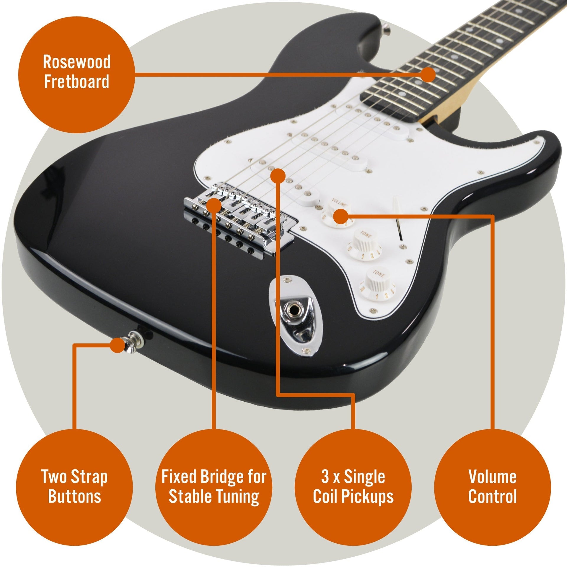 3rd Avenue Electric Guitar Pack - Black Does not apply