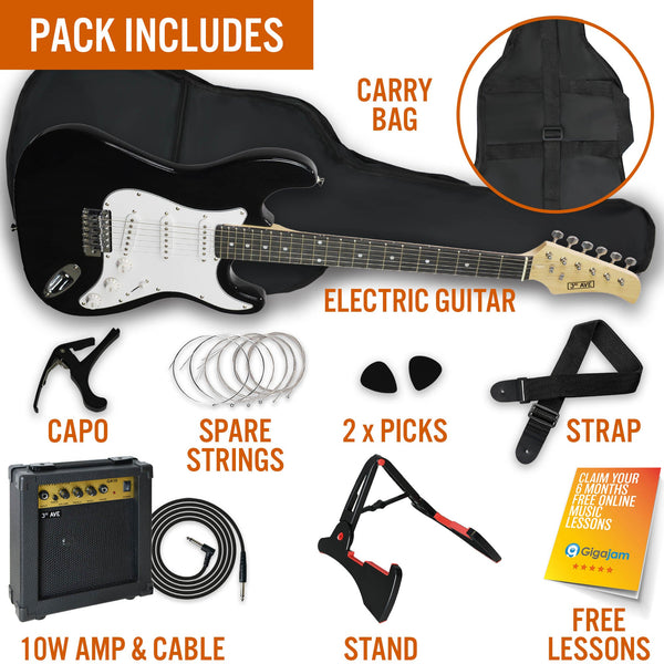 3rd Avenue Electric Guitar Pack - Black Does not apply