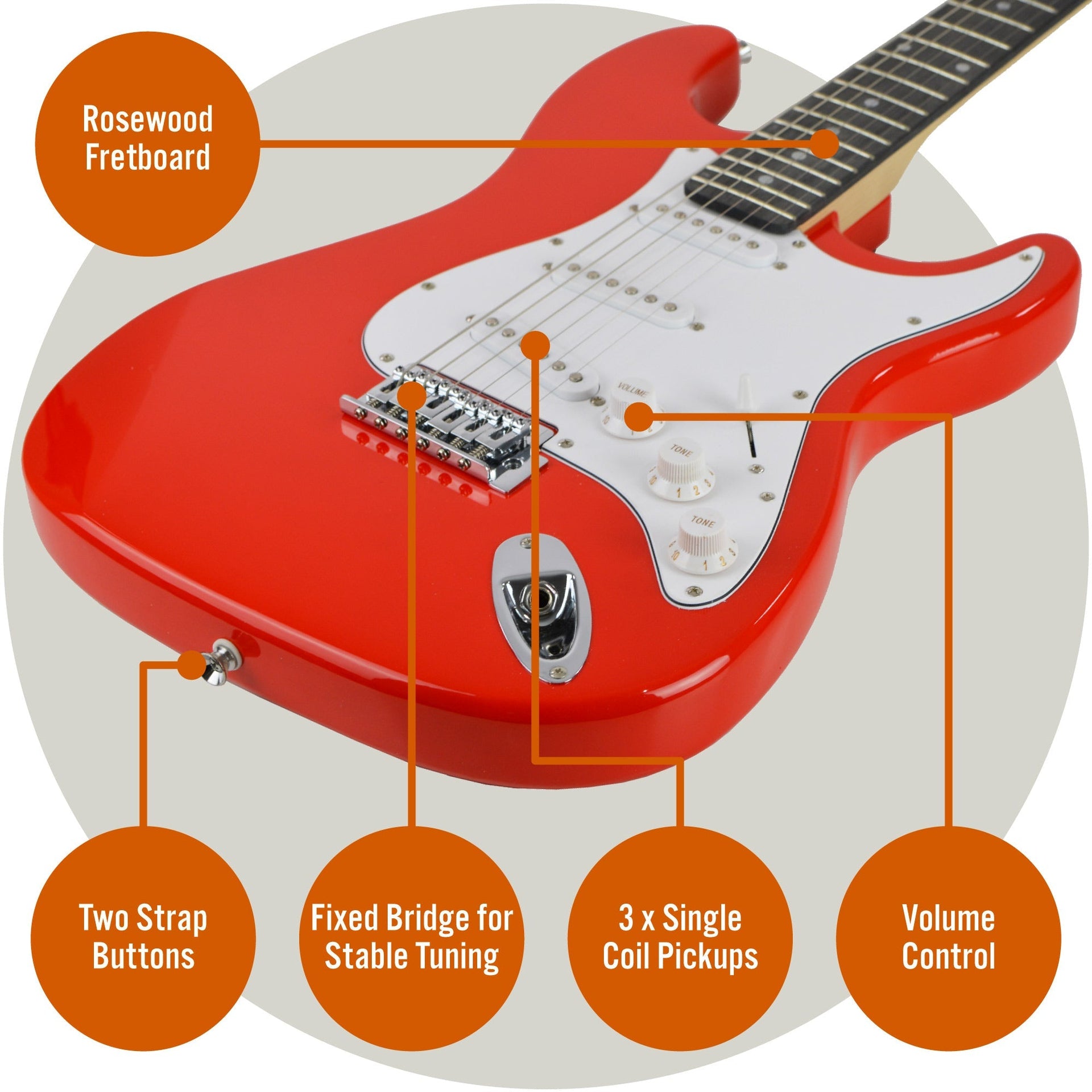 3rd Avenue Electric Guitar Pack - Red Does not apply