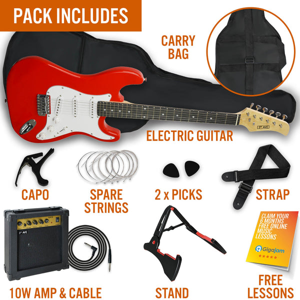 3rd Avenue Electric Guitar Pack - Red Does not apply
