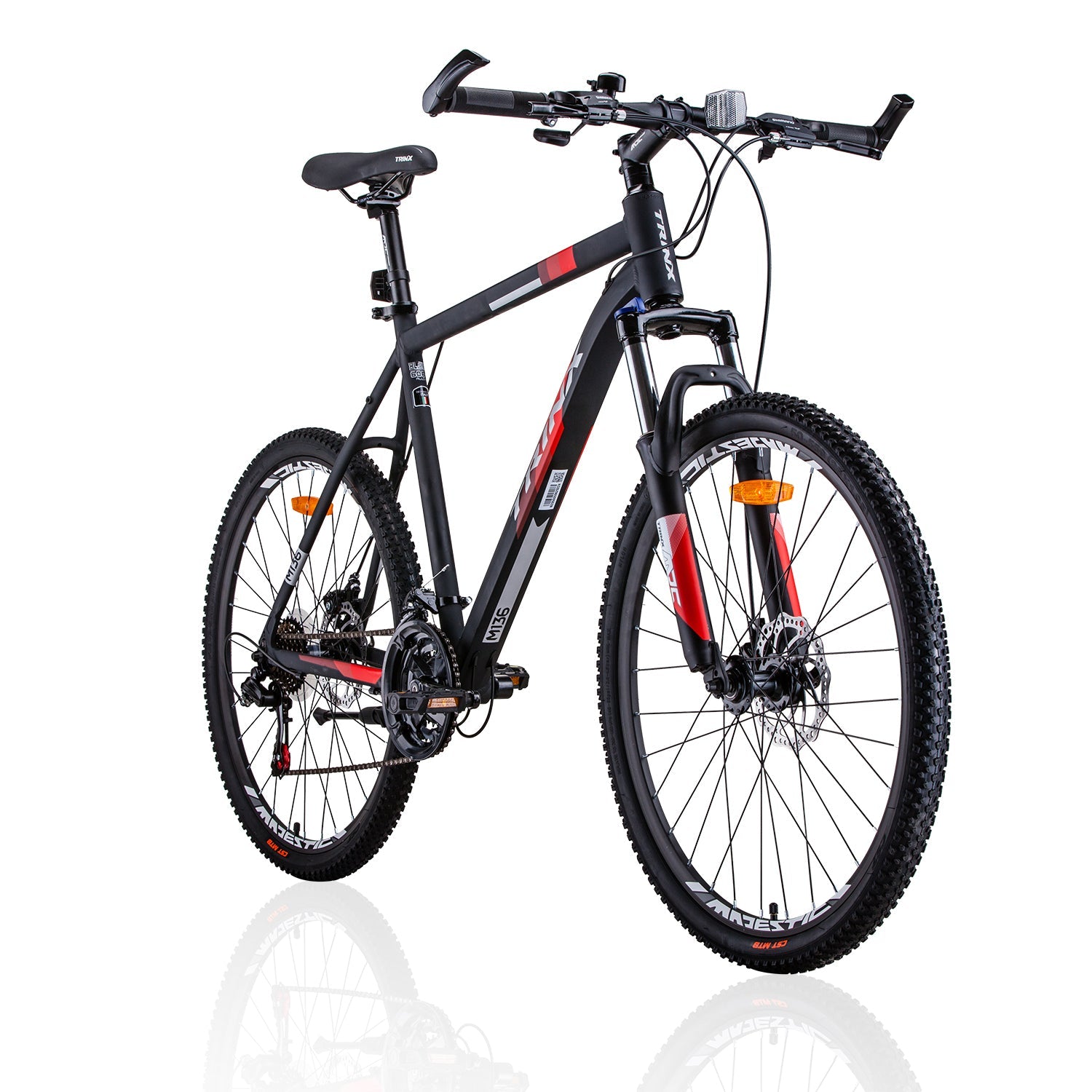Trinx MTB Mens Mountain Bike 26 inch Shimano Gear 21-Speed [Colour: Matt Black White/Red] [Size Of Frame: 19 inches] Trinx