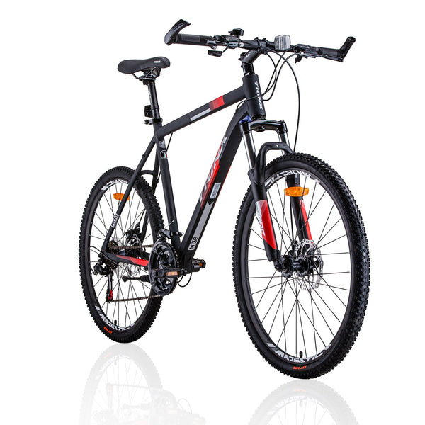 Trinx MTB Mens Mountain Bike 26 inch Shimano Gear 21-Speed [Colour: Matt Black White/Red] [Size Of Frame: 21 inches] Trinx