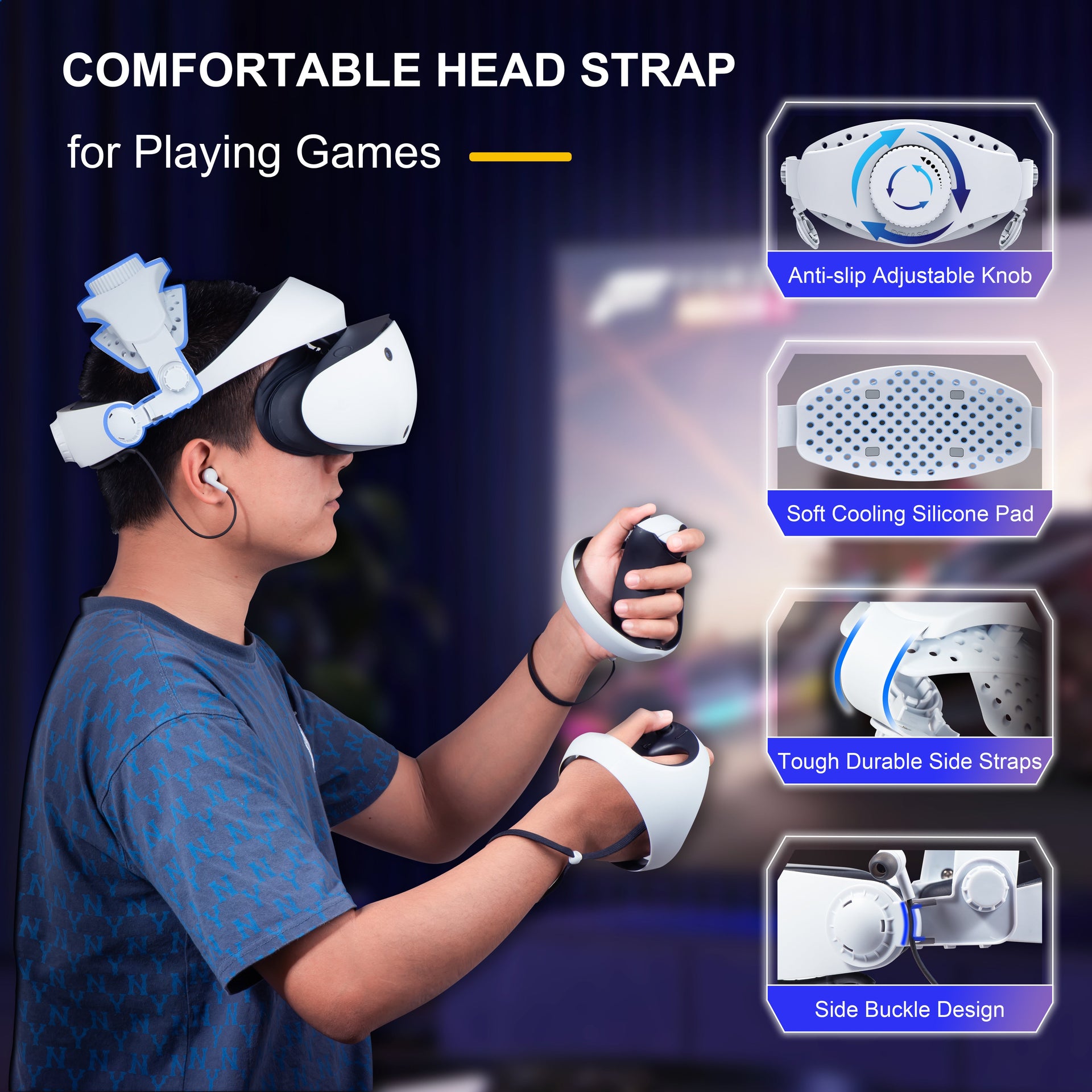DEVASO Adjustable Head Strap for Playstation VR2, Reduced Pressure Lightweight Does not apply